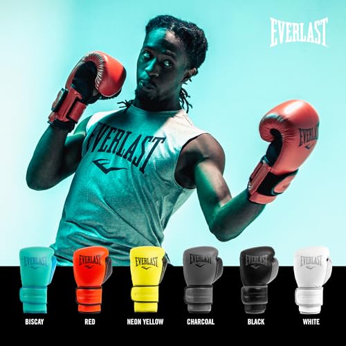 Everlast Powerlock 2 Hook & Loop Boxing Gloves | Fight Training Gloves | Hook and Loop with Durable Hand & Wrist Support | Heavy Bag & Fitness Training - color: Red / Black, size: 16 oz
