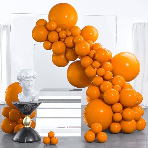 PartyWoo Burnt Orange Balloons 130pcs Different Sizes of 18 12 10 5 Inch Terracotta Rust Fall Color Autumn Boho Balloon Arch Kit Garland for Thanksgiving Halloween Fall Party Decorations Orange-F53 - color: Burnt Orange-f53