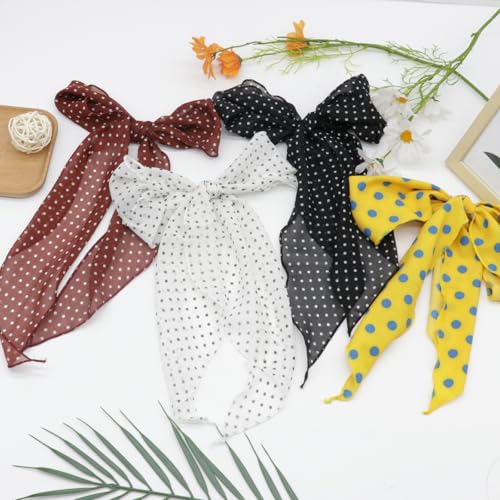 Polka Dot Scarf for Women, Chiffon Womens Scarves for Travel Date - color: Black a