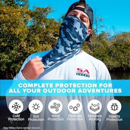 S A Soul of Adventure Single UV Face Shield | UV 30+ Multipurpose Neck Gaiter Balaclava for Adults - color: Red Plaid