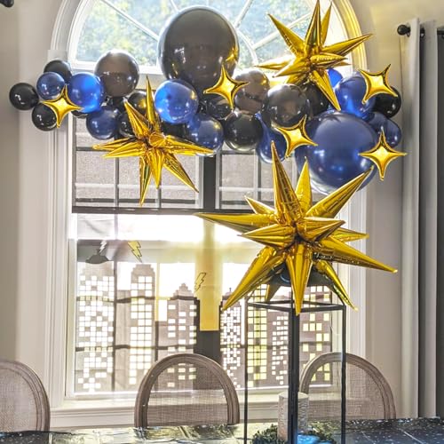 Explosion Star Foil Balloons- 12 Point Star Balloons Gold Spike Balloons - color: 16 Pcs Gold Star Balloons