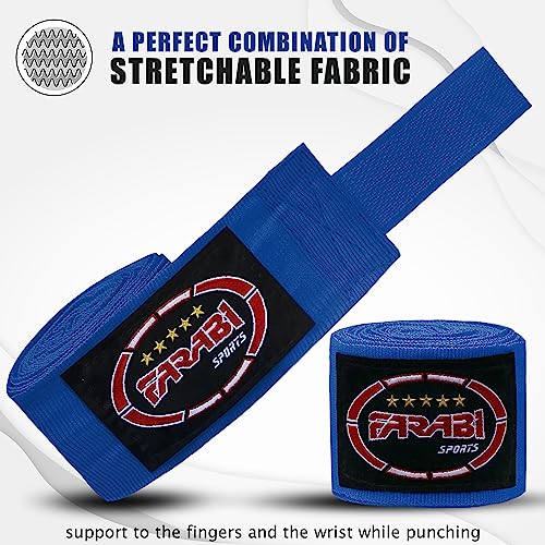 FARABI Kids Boxing Hand Wraps 100 Inches Long Junior Hand Wraps Boxing Hand Wraps Muay Thai Hand Wraps MMA Boxing Hand Wraps Men Boxing Hand Wraps Kids Boxing Hand Wraps Inner Gloves - color: Blue