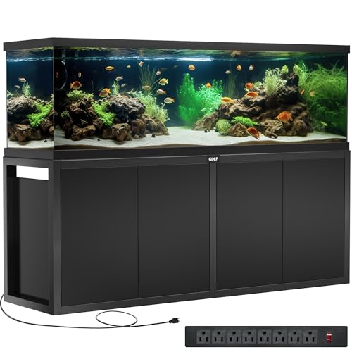 GDLF 125-150 Gallon Large Fish Tank Stand, Metal Aquarium Stand | 72.8"x18.9" Frame, Supports 2200 lbs, Heavy-Duty Metal Stand, Open Sump Storage, Fish Supplies Storage, 8-Outlet Power Strip