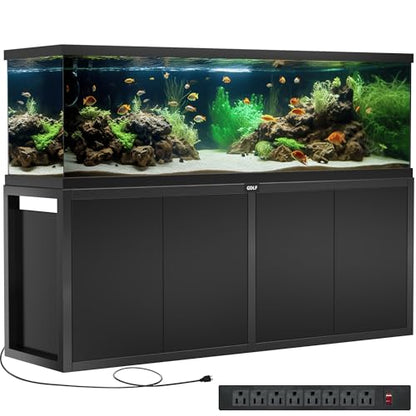 GDLF 125-150 Gallon Large Fish Tank Stand, Metal Aquarium Stand | 72.8"x18.9" Frame, Supports 2200 lbs, Heavy-Duty Metal Stand, Open Sump Storage, Fish Supplies Storage, 8-Outlet Power Strip