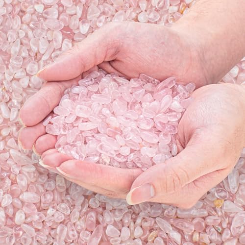 0.5 Lb/230g Rose Quartz Crystal Aquarium Gravel Rocks, Natural Tumbled Healing Crystal Chips Bulk Natural Crushed Stones for Crafts|Fish Turtle Tank|Home Decoration - 7-9mm - color: Rose Quartz, size: 0.5 LB