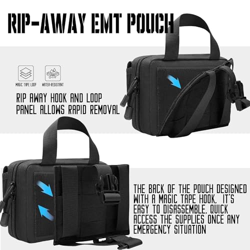 Upgrade Molle Rip Away Ifak Pouch, Tactical Small Belt First Aid Pouch Medical Utility EMT Pouch Only - color: Upgrade - Black