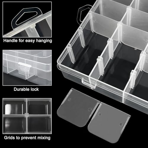 Guyuyii 2 Pack Bead Storage Containers with 36 Grids Adjustable Dividers | for Jewelry Making, Craft Organization, Diamond Painting, Compatible with Beads, Earrings, Small Hardware, Clear - size: 2 Pack 36 Compartments