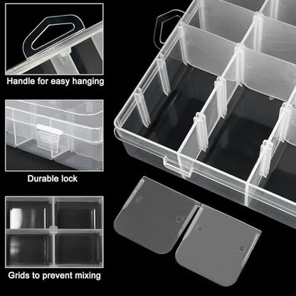 Guyuyii 2 Pack Bead Storage Containers with 36 Grids Adjustable Dividers | for Jewelry Making, Craft Organization, Diamond Painting, Compatible with Beads, Earrings, Small Hardware, Clear - size: 2 Pack 36 Compartments