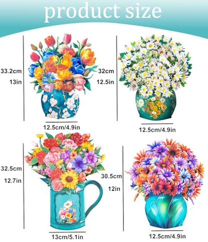 Magic Ants Pop Up Floral Bouquet Cards Set – Greeting Cards with Envelopes & Blank Notes for Women's Birthday, Mother's Day, Thank You, Get Well - style: ‎Gerbera Daisies, Tulips, Sunflowers & Roses, White Dasies