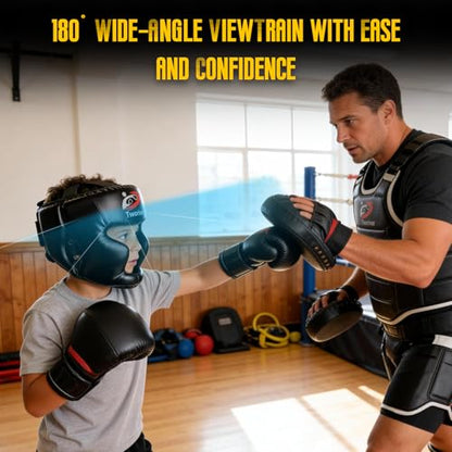 Boxing Headgear 2 Pack for Kids Men Youth, Full Face MMA Sparring Helmet with Adjustable Protection, Easter Basket Stuffers Boxing Face Mask for Boys Gift Ages 8‑12, Muay Thai, Martial Arts Training