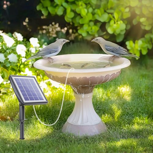 PChero Solar Pond Aerator, 2W & 2200mAh Solar Aquarium Air Pump | with 2 Air Stone, 2 Modes bubbler for Aquarium, Fish Tank, Outdoor Small Pond, Hydroponics