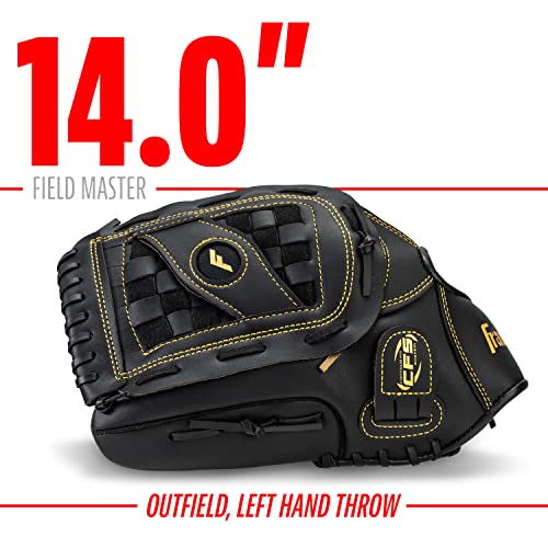 Franklin Sports Field Master Baseball + Softball Glove - Field Master Adult + Youth Baseball + Softball Mitt - Men's + Women's Gloves - color: Black/Gold, style: 14" - Basket Web