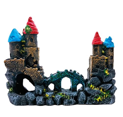 M2cbridge Antique Roman Column Ruins European Castle Aquarium Decorations Fish Tank Hideout Rocks (Medium Castle) - color: Medium Castle
