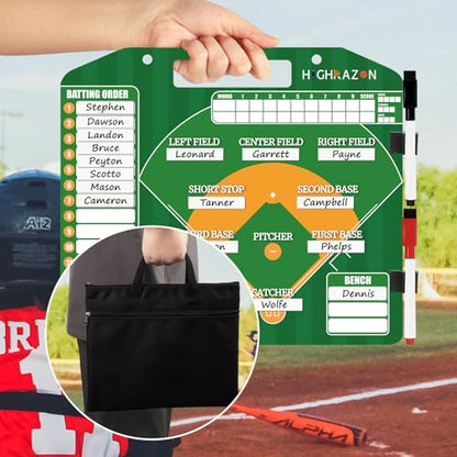 Magnetic Baseball Lineup Board with Bag, Comes with 40 Magnetic Lineup Cards, Dry Erase Clipboard for Coaches, Reusable Design, Essential Training & Sports Accessories