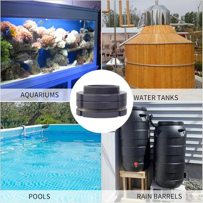ChillWaves PVC Bulkhead Fitting 3" Double Thread Connector Adapter for Water Tank, Aquariums, Rain barrels(1-PACK) - size: 3 Inch, style: Bulkhead Fitting