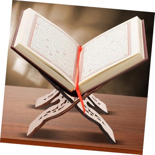 STOBOK Wooden Bible Book Stand Desktop Reading Holder for Quran and and Stable for Use Multi-Functional Display Rack - color: Beige