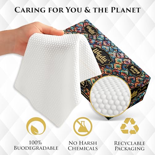 Wudu Towel After Ablution – 60 Count (Pack of 1) – Biodegradable Cloth-Based Dry Towels – Islamic Prayer Accessory for Home, Mosques, Travel – Pairs with Prayer Beads, Mats & Qibla Compass - color: Turquoise