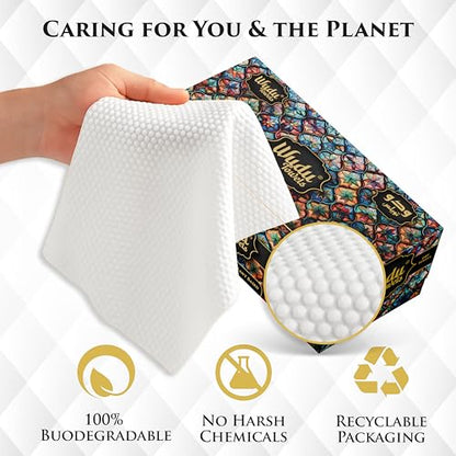 Wudu Towel After Ablution – 60 Count (Pack of 1) – Biodegradable Cloth-Based Dry Towels – Islamic Prayer Accessory for Home, Mosques, Travel – Pairs with Prayer Beads, Mats & Qibla Compass - color: Turquoise