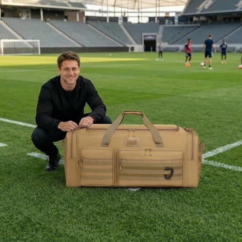 135L Large Duffle Bag, Heavy Duty Duffle Bag for Travel, Extra Large Sports Gym Equipment Bag for Soccer Baseball Basketball Hockey Football, Brown - color: Brown