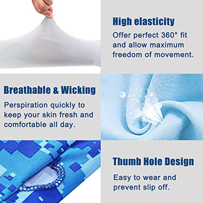 Bacophy 3 Pairs Arm Sleeves with Thumb Holes Women Men UV Protection Cooling, UPF 50 Compression Long Arm Cover - color: 3-pairs Blue+pink+purple