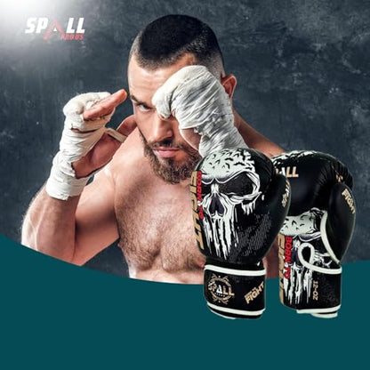 MMA Training Set – 3 in 1 Pack of Boxing Gloves, Muay Thai Shin Guards and Head Gear, Fighting Set for MMA, Kickboxing, Muay Thai, Sparring Workout & Training (BK, Small)