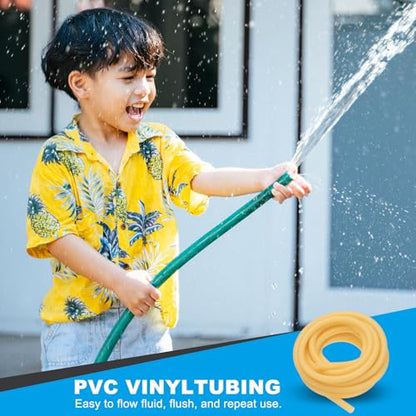 PATIKIL Rubber Tubing, 6mmx12mmx5m Tubing Tube with Hose Clamps, Soft Hose Line Pipe for Multipurpose Industrial Aquarium, Yellow - size: 6mmx12mmx5m