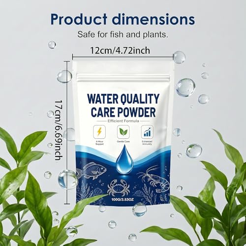 Aquatic Care Powder for Pond and Aquarium, 2026 Upgrade Aquatic Care Powder for Fish Shrimp & CrabEasy-Mix Pond and Aquarium Water Care Support, Maintenance Friendly Daily Water Care, 100g (3)
