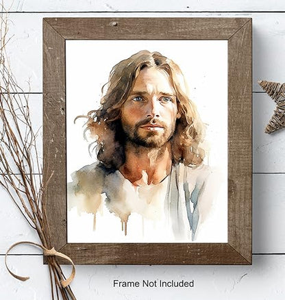 Jesus Christ Christian Wall Decor - Jesus Poster, Picture, Painting - Religious Wall Art - inspiring Christian Gifts for Women, Men - Spirituality Inspiration, Prayer, Psalms, Blessing Art Print