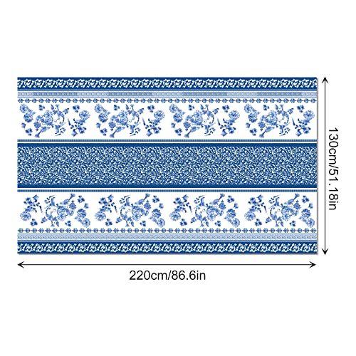 1 Pack Blue and White Porcelain Plastic Tablecloth, 54 x 87 Inch Long Rectangular Reusable Table Cover for Buffet, Chinese Style Birthday Party Holiday Dinner Picnic Wedding Kitchen Event Use - color: Blue and White Porcelain