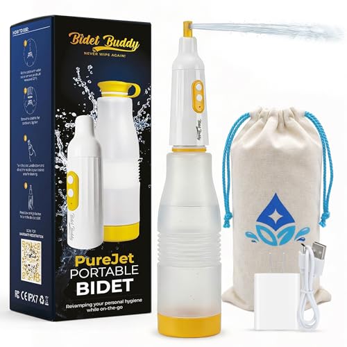 BIDET BUDDY® PureJet Portable Bidet for Travel - 550mL Bottle, Arctic White
