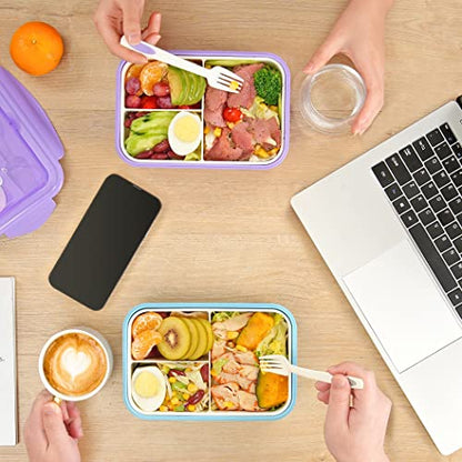 LOVINA Bento Lunch Box for Adults Kids - 1100ML/Built-in Utensil, BPA-Free - color: Purple