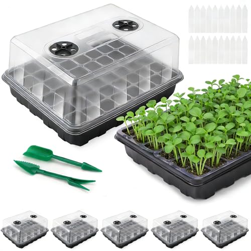 Seed Starter Tray, Seedling Starter Trays for Starting Plant Seeds, Indoor Gardening Plant Germination Trays, Black, 5PCS - color: Black 5pcs