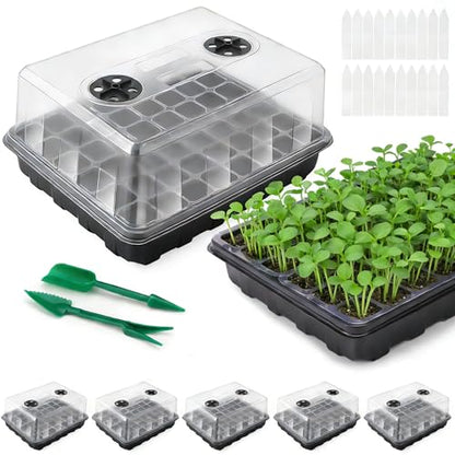 Seed Starter Tray, Seedling Starter Trays for Starting Plant Seeds, Indoor Gardening Plant Germination Trays, Black, 5PCS - color: Black 5pcs