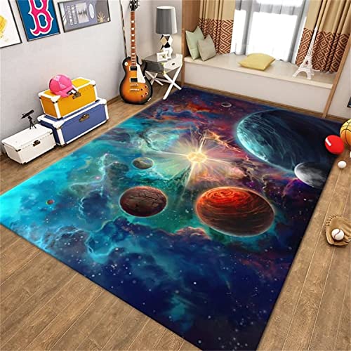 Large Washable Rugs for Boys Room Outer Space Planet Print Floor Carpets for Living Dinning Room Bedroom Modern Non Skid Starry Sky Mats Pads - color: Style U, size: 5' x 8' (Rectangular)