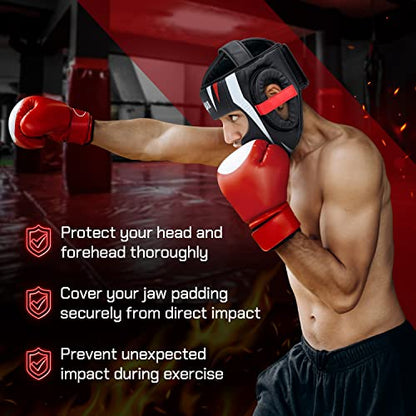 Yes4All Extreme Full Face Boxing Headgear, Adjustable Sparring Headgear, Martial Arts Helmet with PU Leather for Muay Thai, MMA Training, Sparring, Kickboxing - style: A. Medium