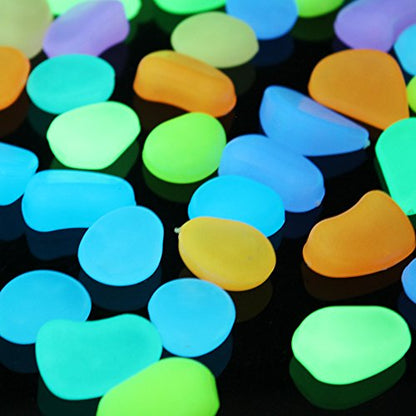 Shiny Stone 120pcs Glow in The Dark Aquarium Pebbles, Mixed Color | Fish Tank Rocks, Glowing Gravel, Luminous Stones, For Aquarium Succulent Garden - color: Mixed Color