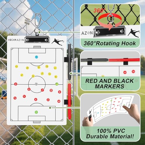Magnetic Soccer Coaches Clipboard, White Double-Sided Dry Erase Coach Board, Tactics Whiteboard with Color Magnetic Sticker and 2 Markers for Coaches Gift - style: Soccer-B