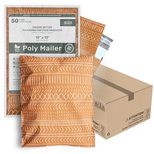 Poly Mailers 10x13 Inch 500 Pack Medium Shipping Bags Strong Thick Mailing Envelopes | Self Sealing Adhesive | Waterproof & Tear Resistant | Small Business Packaging for Clothing - Boho Brown - color: Brown, size: 10x13 (500 Pack)