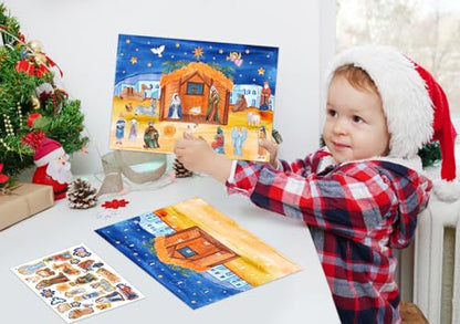 WhatSign Nativity Sticker Advent Calendar for Kids - 2025 Christmas Christian Religious Countdown Calendar Nativity Advent Calendar for Kids Children Boys Girls - color: Classic