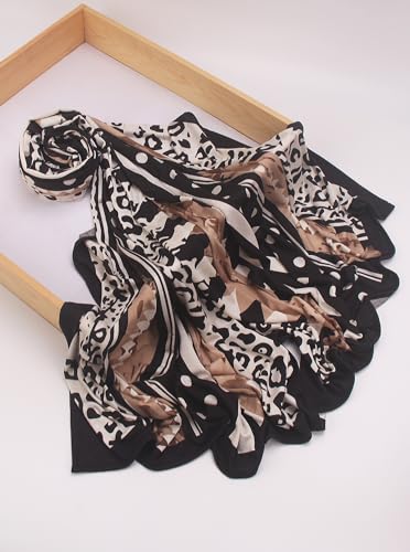 Printed Jersey Cotton Scarf for Women, Stretch Soft Hijab, Lightweight Breathable Head Wrap for All Seasons - color: Mctlp2538-d Pattern
