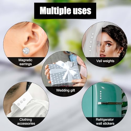 XIHIRCD 10 Sets Silver Wedding Veil Weights, Magnetic Pearls Double Sided Pearl Magnets Artificial Pearls Magnetic Button Strong Hijab Magnets for Wedding Dress Clothes Bridal Accessories