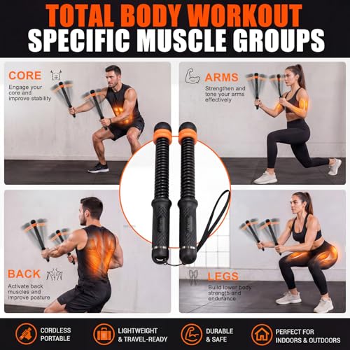 Portable Ropeless Battle Ropes for Home Gym - Weighted Cordless Battle Rope | Full Body Strength Building & HIIT and Cardio Training - Fitness Workout Equipment with Adjustable Resistance for Men & Women