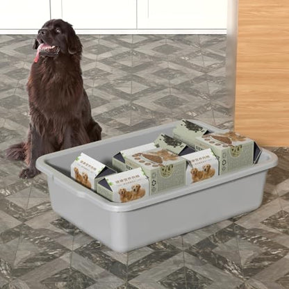 Light Gray Bus Tub, 35 L Plastic Commercial Bus Tubs, 4 Packs | Food Service Bus Box for Restaurant, Food Preparation, Frozen Food, Storage, Washing Dishes, Transportation and Cleaning - size: 35 L