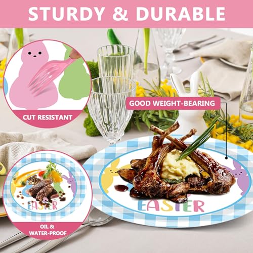 Qyeahkj 부활절 토끼 타원형 종이 접시 50개, 대형 27.9cm(11인치) 일회용 봄 부활절 토끼 파티 장식 부활절 용품 부활절 친구끼리 파티 식기 세트 - style: 부활절(껍질)
