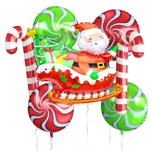 Christmas Balloons, 6 Pcs Santa Foil for Holiday Xmas Birthday Party - style: Santa Claus
