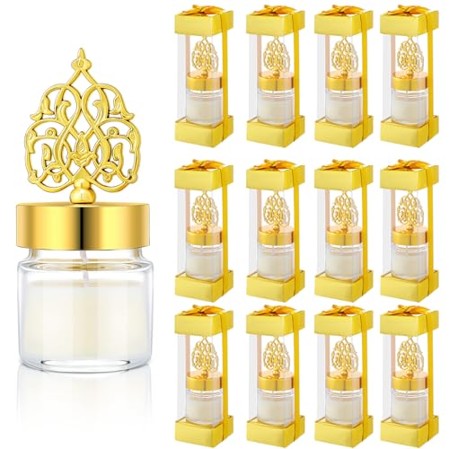 Hoolerry 12 Pcs Ramadan Mubarak Gifts Eid Candle Ramadan Decorations Muslim Islamic Meditation Gift Bulk Scented Lavender Candles Muslim Night Light Favors for Family Home Table Celebration Decor