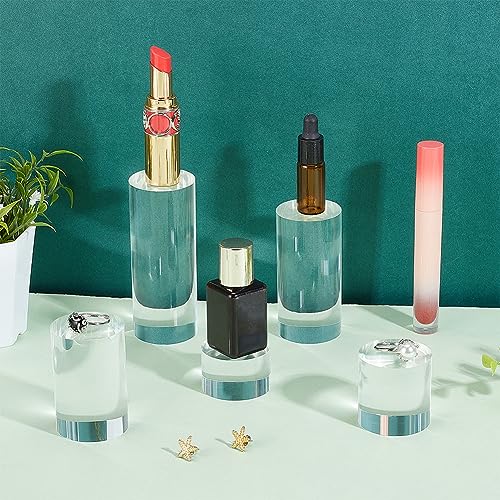 BENECREAT 5Pcs Clear Acrylic Display Block 1/1.6/2.4/3.2/4 Inch Round Cylinder Solid Display Pedestal Stand for Jewelry Gem Display Pop Figures Cosmetic Showing - color: Clear Round