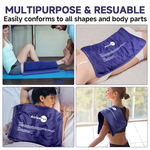 AiricePac Extra Large Gel Flexible Back Ice Packs for Injuries Reusable, 11”x 20” Cold Pack Wrap for Knee Leg Neck Shoulder Hip Back Pain Relief, Cold Compress Therapy for Swelling, Bruises, Surgery - style: XXL 1 PACK