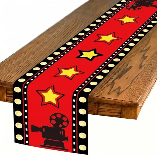 Movie Night Table Runner 13x72 Inch, Hollywood Projector Film Party Decor - color: Movie Night-1