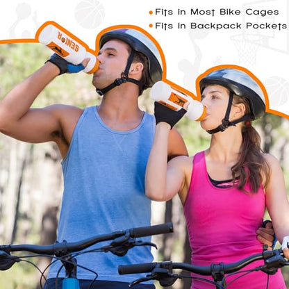 Talltalk 6 Pcs Basketball Water Bottles Bulk 25 oz Reusable Squeeze Sports Bottles Portable Leak Proof Plastic Juice Bottle for Summer Sport Themed Party Favors Birthday Team Senior Night Gifts